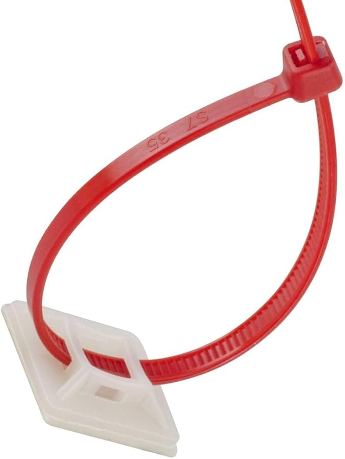 GTSE 100 Pack White Zip Tie Mounts, 1" Adhesive Mounting Squares, Cable Tie Mount, Cable Clips Organizer Holders, Zip Tie Anchor for Wire Bundles, UV Resistant Tie Wrap Bases