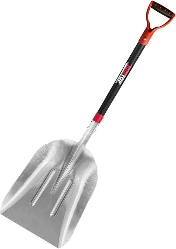 Aluminium Snow Shovel for Driveway Farm Scoop Shovel Large Aluminum Scoop Shovel for Snow Revoval Tool,45 inches