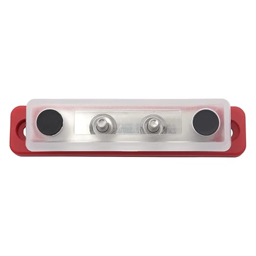 Gloaso Bus Bar Power Distribution Blocks 12V 100A 4 x 3/16" Posts Terminals, Marine Buss Bar, 12 Volt-48V DC Copper Battery Busbar for Trailer RV Solar Boat Car Trucks | Flame Retardant Base | Red