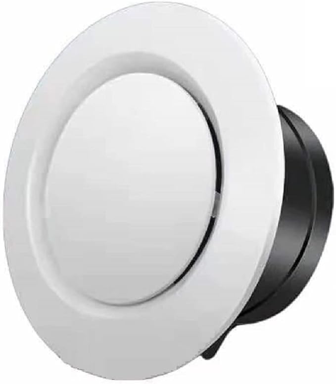4 inch ABS Adjustable Air Vent White Round Soffit Exhaust Vent for Inline Duct Fan Outlet Vent(3.74 Inch, Front Panel:5.9 Inch)