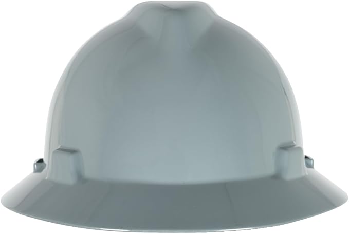 MSA V-Gard Full-Brim Hard Hat with Suspension - Polyethylene Shell, Superior Impact Protection and Self Adjusting Crown Straps - Standard Size Hard Hat