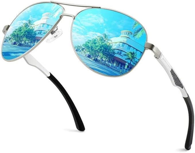 GQUEEN Classic Military Style Pilot Polarized Sunglasses Spring Hinges Al-Mg for mens womens MOS1