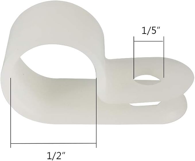 Cable Clamp R-Type Cable Clip Wire Clamp 1/2“ Nylon Screw Mounting Cord Fastener Clips with Screws for Wire Management - 50 Pcs Cable Clamps + 50 Pcs Screws, White
