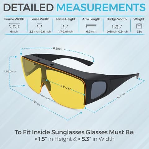 Polarized Anti Glare Glasses for Night Driving | Yellow Night Driving Glasses | Fit Over & Flip Up Design | Reduce Headlight Glare & Eye Strain
