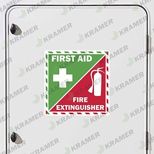 Kramer First Aid Fire Extinguisher Inside Vinyl Sticker Decal Emergency Safety Kit 4" x 4"
