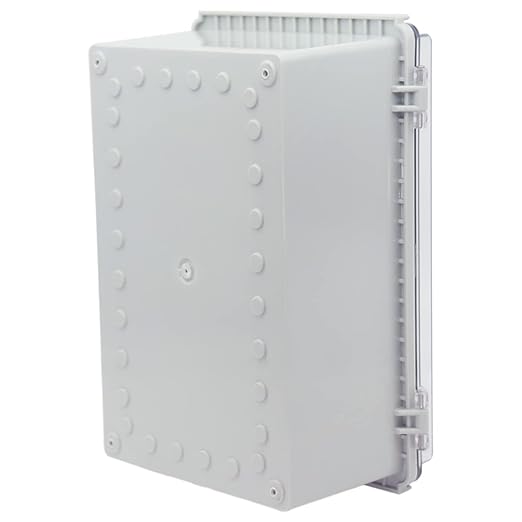 Zulkit Junction Box ABS Plastic Dustproof Waterproof IP67 Electrical Boxes Hinged Shell Outdoor Universal Project Enclosure Grey Clear Cover, Stainless Steel Buckles 10.2 x 6.3 x 3.9 Inch