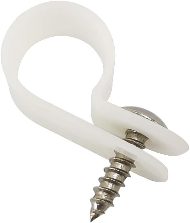 Cable Clamp R-Type Cable Clip Wire Clamp 1/2“ Nylon Screw Mounting Cord Fastener Clips with Screws for Wire Management - 50 Pcs Cable Clamps + 50 Pcs Screws, White