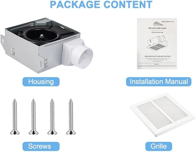 Bathroom Exhaust Fan, 50 CFM,1.0 Sone DC Motor,Quiet Bathroom Fan with No Attic access Needed Installation, Ceiling Mounted,Energy Star Certified Ventilation Fan, 3inch Duct,White