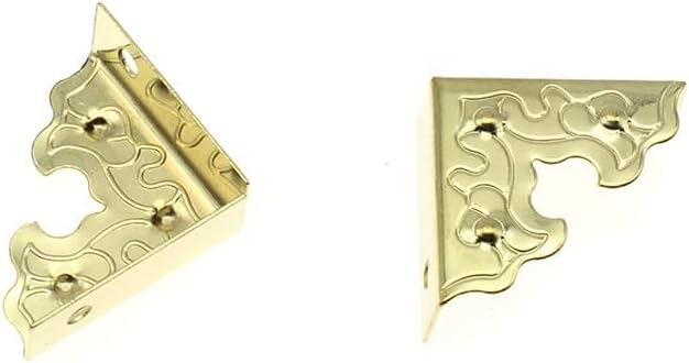 24 Pcs Vintage Corner Protectors Antique Triangle Guard Metal Edge Guard Box Wooden Jewelry Gift Box Cabinet Three Sides Full Encase Desk Edge Corner Guard with Mounting Screws (Golden)