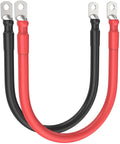 RICH SOLAR 6 Gauge 6AWG One Pair 1 Feet Red + 1 Feet Black Inverter Battery Cable 5/16-Inch Lugs for Solar RV Marine Motorcycle Car (1FT 6AWG)