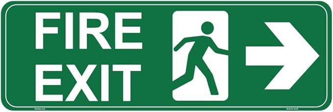 4 Pcs Fire Exit Right Arrow Sign Sticker - 30 cm x 10 cm- Self Adhesive Vinyl