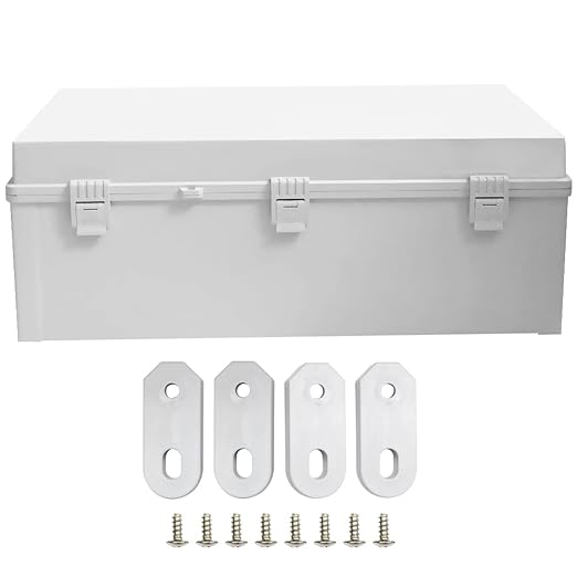 Large Electrical Junction Boxes Hinged Outdoor ABS Plastic Buckle Deep Wall Mount,Dustproof Waterproof IP67 Universal Durable Electrical Big Enclosure with Lock (23.62"x15.75"x8.66")