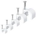 Jadaol Wide Design Cable Clips with Nails, 250 Pack Cord Wire Clips (4mm 5mm 6mm 8mm 10mm), Nail-in Round Cable Tacks for Ethernet Cable, Coaxial, TV, Speaker, Electrical Wire, White
