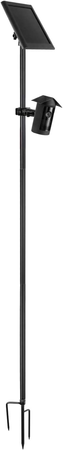 2 in 1 Metal Ground Stake Mount for R-ing Outdoor Cam Plus and Solar Panel, 48 Inch Heigh, with Weatherproof Silicone Cover, 360 Degree Adjustable Camera Mount for Yard