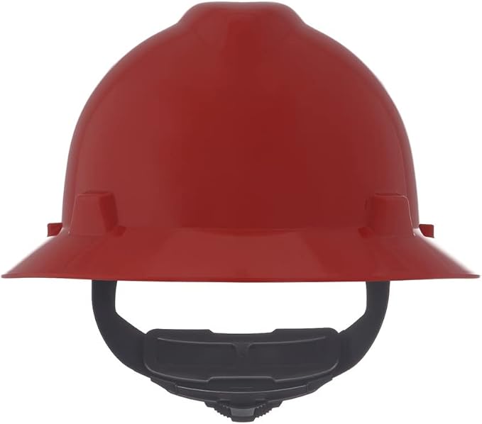 MSA V-Gard Full-Brim Hard Hat with Suspension - Polyethylene Shell, Superior Impact Protection and Self Adjusting Crown Straps - Standard Size Hard Hat