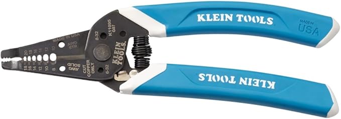 Klein Tools K11095 Klein-Kurve Wire Stripper and Cutter, Made in USA, for 8-18 AWG Solid and 10-20 AWG Stranded Wire