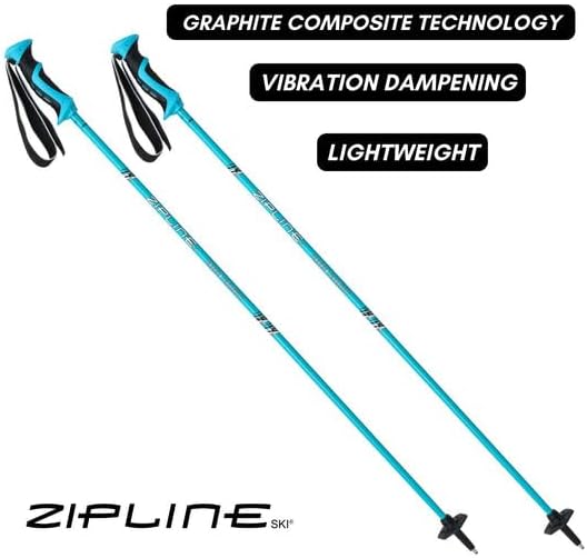 Zipline Lollipop 14.0 Graphite Carbon Composite Ski Poles – Lightweight, Durable, All-Mountain – Ergonomic Grip, Vibration Dampening, Ideal for Groomers and Freestyle. Choice of Skiers