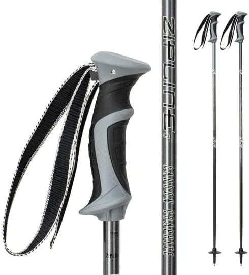 Zipline Lollipop 14.0 Graphite Carbon Composite Ski Poles – Lightweight, Durable, All-Mountain – Ergonomic Grip, Vibration Dampening, Ideal for Groomers and Freestyle. Choice of Skiers