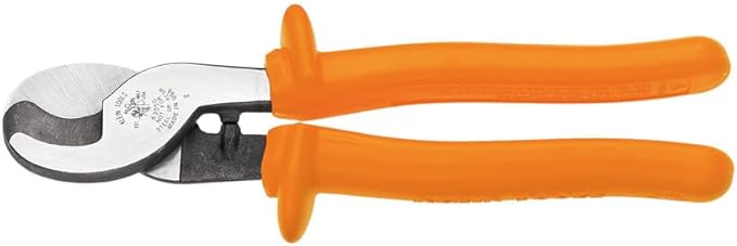 Klein Tools 63050-INS Cable Cutter, Made in USA, Insulated Cutter with One-Hand Shearing for Aluminum and Copper