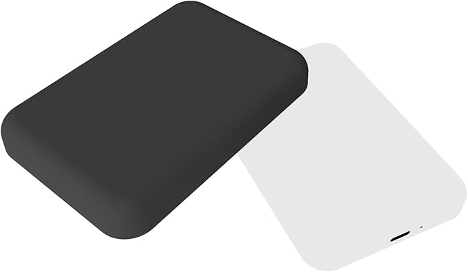 Puxicu Clear Case Compatible with Magsafe Battery Pack, Slim Design Matte TPU Rubber Soft Skin Silicone Protective Cover for Magsafe Battery Pack - 2 Pack (Black+Clear)