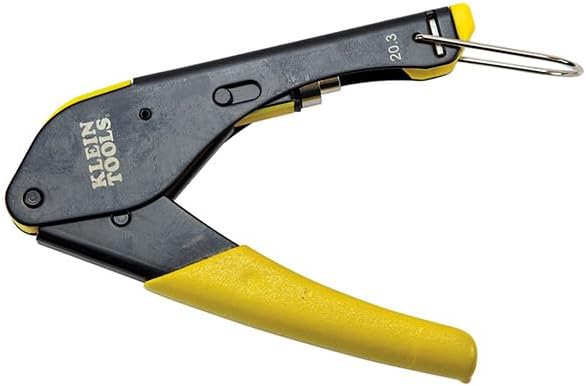Klein Tools 80151 Coax Cable Compression Crimper and Stripper Set with 10-Pack of RG6/6Q F-Connectors for Fast and Reliable Installation, 3-Piece