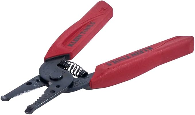 Klein Tools 11046 Wire Stripper, Wire Cutter, Made in USA, Stripping/Cutting Tool for 16-26 AWG Stranded, Compact Nose with Precision-ground Stripping Holes