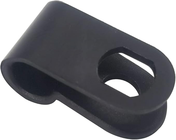 Cable Clamp R-Type Cable Clip Wire Clamp 3/16" Nylon Screw Mounting Cord Fastener Clips with Screws for Wire Management - Black - 50 Pcs