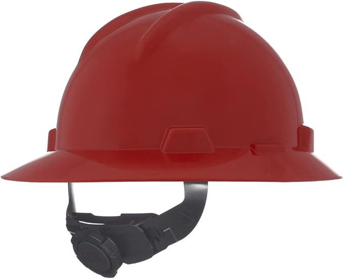 MSA V-Gard Full-Brim Hard Hat with Suspension - Polyethylene Shell, Superior Impact Protection and Self Adjusting Crown Straps - Standard Size Hard Hat