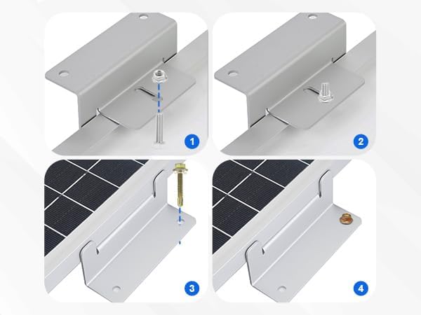ECO-WORTHY 8 Units Solar Panel Mounting Brackets,Z Bracket Sets Lightweight Aluminum Corrosion-Free for RV, Trailer, Boat, Yachs, Wall and Other Off Gird Roof,2 Set of 4 Units