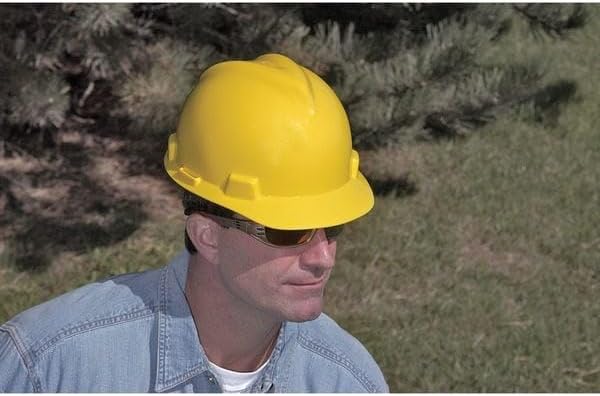 MSA V-Gard Full-Brim Hard Hat with Suspension - Polyethylene Shell, Superior Impact Protection and Self Adjusting Crown Straps - Standard Size Hard Hat