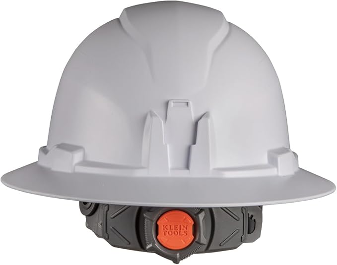 Klein Tools 60406RL Hard Hat, Rechargeable Headlamp, Non-Vented, Full Brim Style, Padded Self-Wicking Odor-Resistant Sweatband, Tested up to 20kV, White