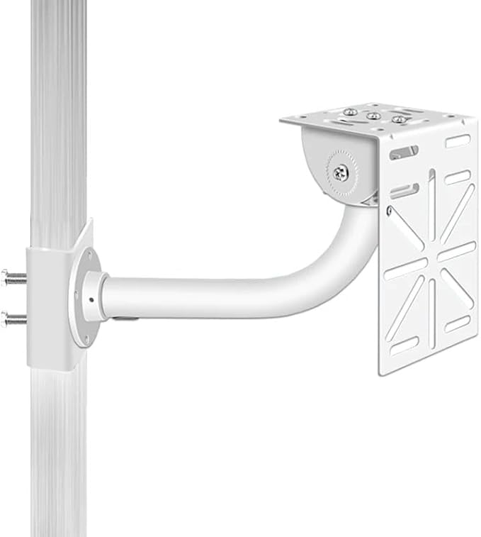 J-Shaped Aluminum Wall Mount with Cable Management Hole & L-Shaped Adapter - Duckbill Design (180° Tilt/360° Swivel) for CCTV Dome/IP Cameras, Space-Saving Indoor/Outdoor Use
