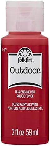 FolkArt Outdoor Acrylic Paint in Assorted Colors (2 Ounce), 1614 Engine Red