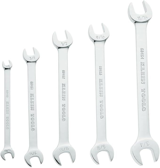 Klein Tools 68450 Open End SAE Wrench Set, 5-Piece With Rolling Pouch