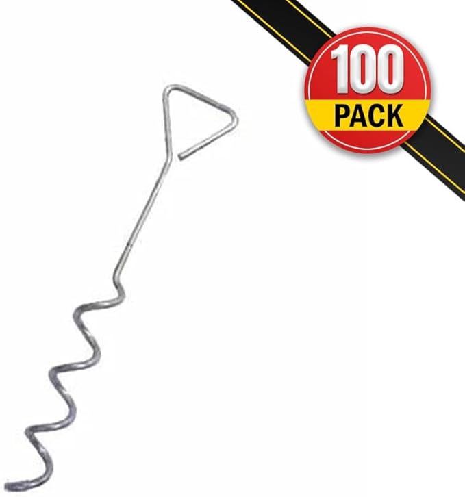 Mytee Products Hay Tarp Spiral Anchor Pins 16" Ground Stake (100 Pack)