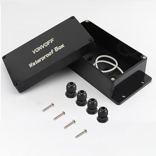 Electrical Box, Universal Junction Box,Dustproof Waterproof IP67 ABS Plastic Box,with Fixed Hole and 4pcs x M16 Cable Gland,6.2" x 3.5" x 2.4"/158 x 90 x 60mm,Black…