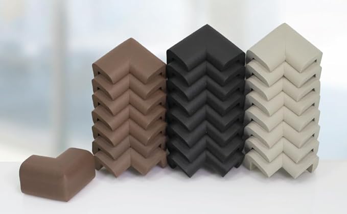 KidKusion Corner Cushion | Made in USA | Brown | 8 Pack | Furniture and Corner Protector