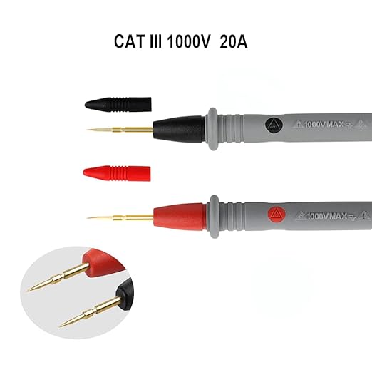 Multimeter Test Leads Set, Professional Leads Kit, Precision Sharp Probe Test Lead 1000V 20A Gold-Plated Probe Leads with Alligator Clips, Test Hooks, Test Probes Lead, Test Tweezer