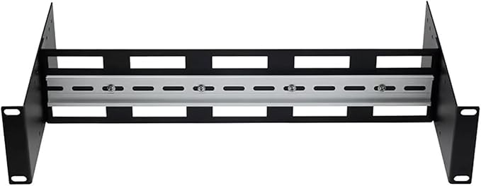 2U 19 inch Din Rail Chassis Bracket Depth Adjustable Rackmount Kit Aluminum Rack Mount Rack Rails for 35mm Din-Rail Mounted Device Ethernet Switch Media Converter Shelf