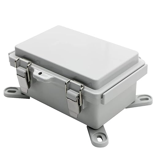 Mini Grey Watertight Junction Box Hinged Cover with Stainless Steel Latch Outdoor Weatherproof Custom PVC Plastic Enclosure Box for Project with Mounting Plate 5.9×3.9×2.8 inch(150×100×70mm)