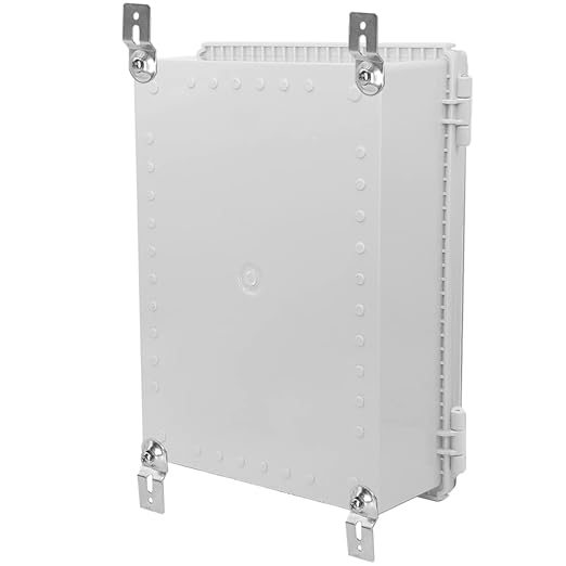 Zulkit Junction Box,IP67 Waterproof Electrical Box Hinged Clear Cover Stainless Steel Buckle Plastic Enclosure for Project w Mounting Plate Wall Bracket and 2 Cable Gland 15"x11"x5.1"/380x280x130mm