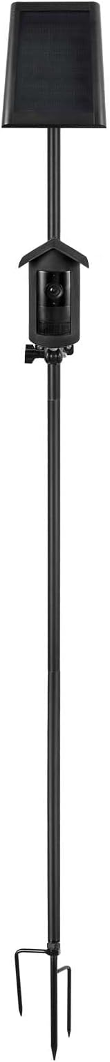 2 in 1 Metal Ground Stake Mount for R-ing Outdoor Cam Plus and Solar Panel, 48 Inch Heigh, with Weatherproof Silicone Cover, 360 Degree Adjustable Camera Mount for Yard