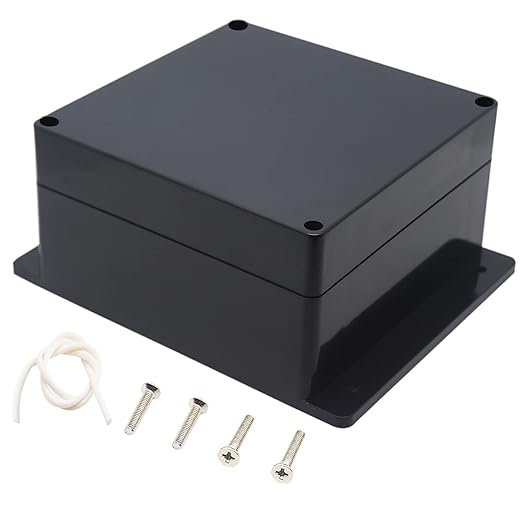 Junction Box, Zulkit Project Box Waterproof Dustproof IP65 ABS Universal Electrical Boxes Enclosure with Fixed Ear Black 6.30 x 6.30 x 3.54 inch (160 x 160 x 90 mm)(Pack of 1)