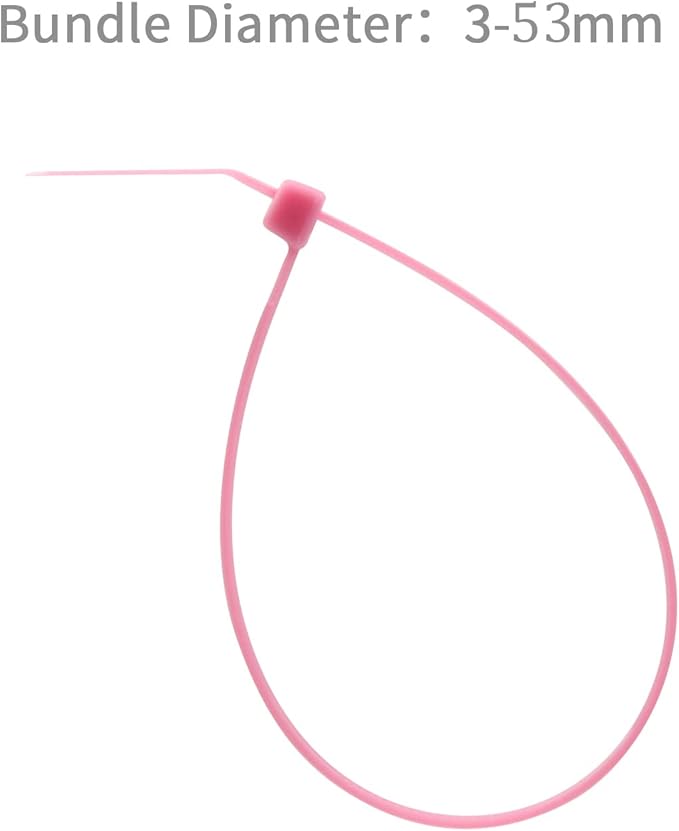 XINGO 1000 PCS Pink Zip Ties 8 Inch, 60 LBS Tensile Strength, Self-Locking Nylon Plastic Nylon PA66 Wire Ties for Indoor and Outdoor Use