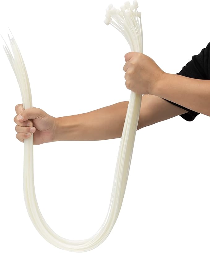 XINGO 36 inch White Zip Ties Heavy Duty 40 PCS, 200lbs Ultra Strong Plastic Wire Ties, Large Cable Ties Extra Long Tie Wraps, Indoor and Outdoor UV Resistant