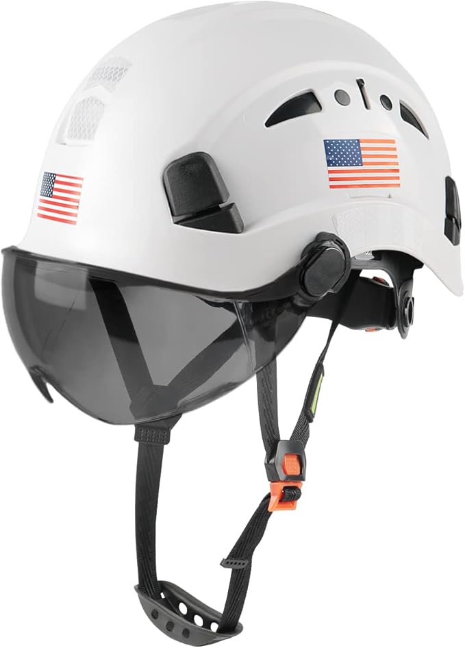 GREEN DEVIL Safety Helmet Hard Hat with Visor Chinstrap Adjustable Lightweight Vented ABS Work Helmet for Men and Women 6-Point Suspension ANSI Z89.1 Approved Ideal for Industrial & Construction