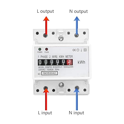 Electric Meter, KWh Meter, Single Phase 4P LED DIN-Rail Electricity Power Consumption Wattmeter Energy Meter, 10-40A