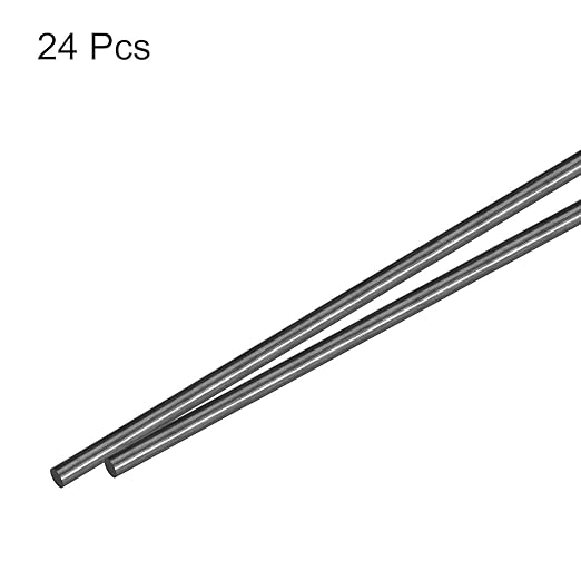 MECCANIXITY Carbon Fiber Rod Pole, 2mm x 300mm for RC Plane DIY Tool Wing Tube Quadcopter Arm, Pack of 24