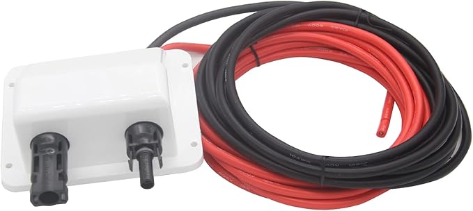 ZOOKOTO 10Ft 10 AWG Soft Copper Cable ABS UV Resistance Dual Cable Entry Housing for Solar Project on Rv, Boat,Camper,Van, Weatherproof