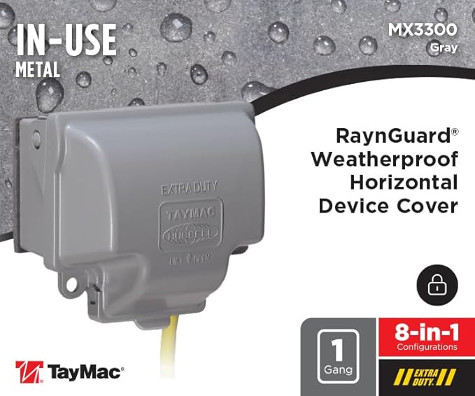 TayMac MX3300 RaynGuard Extra Duty Metal Weatherproof in-Use Cover, 1-Gang, Gray